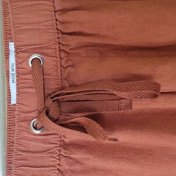 Nicole Miller Orange 100% Linen Cargo Joggers - Size Large - Picture 3 of 9